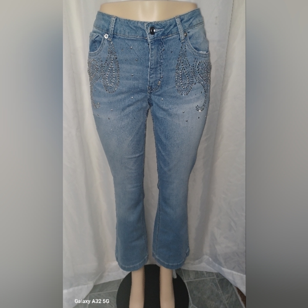 CATO SIZE 10. Women's Blue Embellished Jeans
